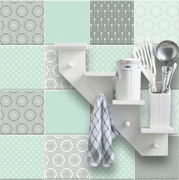 PATCHWORK TABEA - HELLTUERKIS - FLIESENAUFKLEBER SET 1
