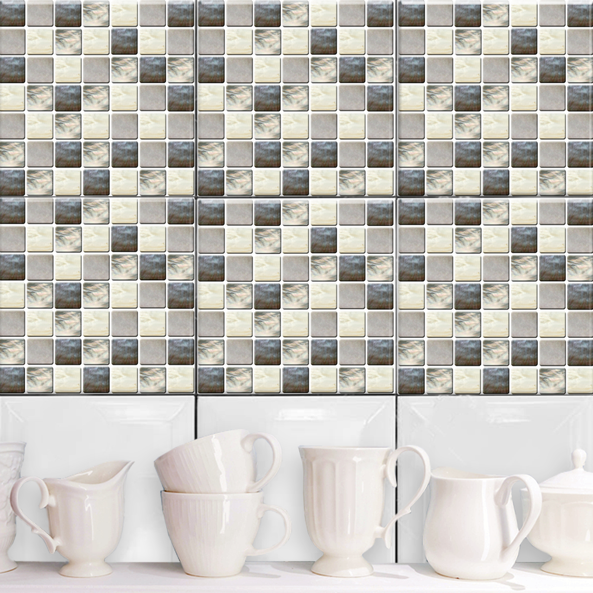 Mosaik Beige Fliesenaufkleber Set Wand Akzente