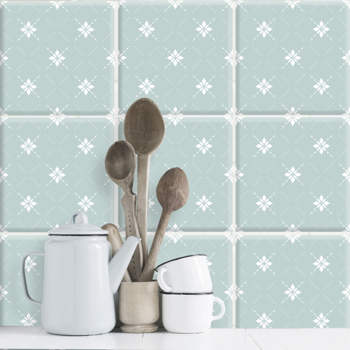 PAULINE TÜRKIS/WEISS - FLIESENAUFKLEBER SET